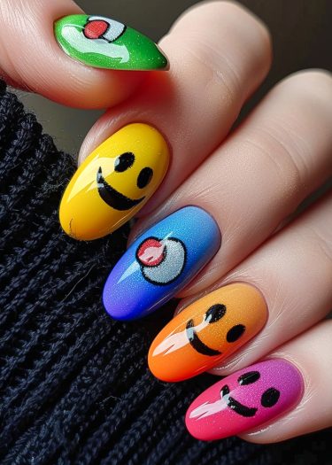 Vibrant and playful nail art designs showcasing bold colors and whimsical details for stylish manicures.